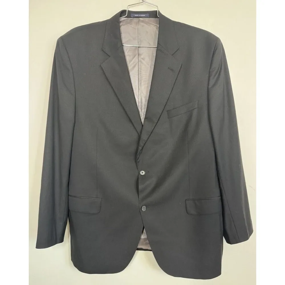 Cremieux Loro Piana Super 130's Wool Black Blazer‎ Sport coat Jacket Size 48L